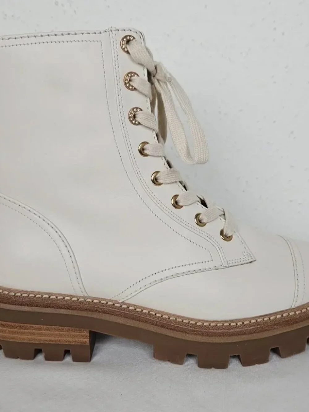 Kate Spade Merritt Lug Sole Combat Boots Ivory Leather NWT Size 9